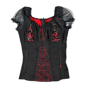 Tripp NYC Black & Red Lace Corset Top